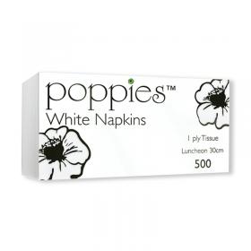 Poppies Napkins 1-Ply 30cm White (Pack of 500) 3014WHSGL PIE32072
