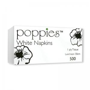 Poppies Napkins 1-Ply 30cm White Pack of 500 3014WHSGL PIE32072