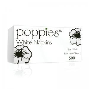 Poppies 1-Ply Napkins 30cm White Pack of 5000 3014WH PIE32073