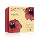 Poppies 2-Ply Tissue Napkins Luncheon 4 Fold Red 33cm (Pack of 125) 3324RD PIE32351