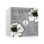 Poppies 3-Ply Napkins 8 Fold 40cm White (Pack of 1000) 4038WHCASE PIE32677