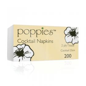 Poppies Cocktail Napkins White (Pack of 2000) 2424WH2 PIE32725