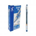 In the photo, you can see a pack of 12 Pilot G1 Gel Ink Rollerball Pens in the color blue. The fine tip of each pen is clearly visible, allowing for precise writing. The pens have a sleek and modern design, with a comfortable grip for extended use.
