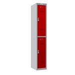 Phoenix PL Series PL1230GRE 1 Column 2 Door Personal Locker Grey Body/Red Doors with Electronic Locks PL1230GRE