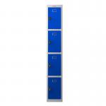 Phoenix PL Series PL1430GBC 1 Column 4 Door Personal Locker Grey Body/Blue Doors with Combination Lock PL1430GBC