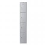 Phoenix PL Series PL1430GGK 1 Column 4 Door Personal locker in Grey with Key Locks PL1430GGK