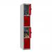 Phoenix PL Series PL1430GRC 1 Column 4 Door Personal Locker Grey Body/Red Doors with Combination Locks