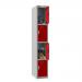 Phoenix PL Series PL1430GRE 1 Column 4 Door Personal Locker Grey Body/Red Doors with Electronic Locks