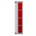 Phoenix PL Series PL1430GRK 1 Column 4 Door Personal Locker Grey Body/Red Doors with Key Locks