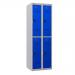 Phoenix PL Series PL2260GBC 2 Column 4 Door Personal Locker Combo Grey Body/Blue Doors with Combination Locks