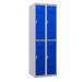 Phoenix PL Series PL2260GBE 2 Column 4 Door Personal Locker Combo Grey Body/Blue Doors with Electronic Locks