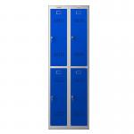 Phoenix PL Series PL2260GBK 2 Column 4 Door Personal Locker Combo Grey Body/Blue Doors with Key Locks PL2260GBK