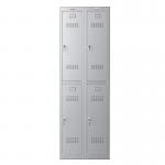 Phoenix PL Series PL2260GGK 2 Column 4 Door Personal Locker Combo in Grey with Key Locks PL2260GGK