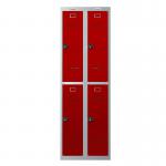 Phoenix PL Series PL2260GRC 2 Column 4 Door Personal Locker Combo Grey Body/Red Doors with Combination Locks PL2260GRC