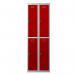 Phoenix PL Series PL2260GRC 2 Column 4 Door Personal Locker Combo Grey Body/Red Doors with Combination Locks