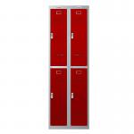 Phoenix PL Series PL2260GRE 2 Column 4 Door Personal Locker Combo Grey Body/Red Doors with Electronic Locks PL2260GRE