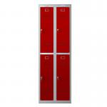 Phoenix PL Series PL2260GRK 2 Column 4 Door Personal Locker Combo Grey Body/Red Doors with Key Locks PL2260GRK