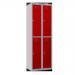 Phoenix PL Series PL2260GRK 2 Column 4 Door Personal Locker Combo Grey Body/Red Doors with Key Locks