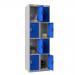 Phoenix PL Series PL2460GBE 2 Column 8 Door Personal Locker Combo Grey Body/Blue Doors with Electronic Locks