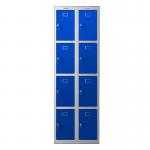 Phoenix PL Series PL2460GBK 2 Column 8 Door Personal Locker Combo Grey Body/Blue Doors with Key Locks PL2460GBK