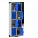 Phoenix PL Series PL2460GBK 2 Column 8 Door Personal Locker Combo Grey Body/Blue Doors with Key Locks