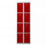 Phoenix PL Series PL2460GRC 2 Column 8 Door Personal Locker Combo Grey Body/Red Doors with Combination Locks PL2460GRC