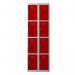 Phoenix PL Series PL2460GRC 2 Column 8 Door Personal Locker Combo Grey Body/Red Doors with Combination Locks