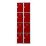 Phoenix PL Series PL2460GRE 2 Column 8 Door Personal Locker Combo Grey Body/Red Doors with Electronic Locks PL2460GRE