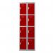 Phoenix PL Series PL2460GRE 2 Column 8 Door Personal Locker Combo Grey Body/Red Doors with Electronic Locks