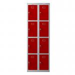 Phoenix PL Series PL2460GRK 2 Column 8 Door Personal Locker Combo Grey Body/Red Doors with Key Locks PL2460GRK
