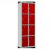 Phoenix PL Series PL2460GRK 2 Column 8 Door Personal Locker Combo Grey Body/Red Doors with Key Locks