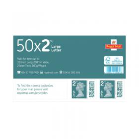 Royal Mail Second Class Large Postage Stamp Sheet (Pack of 50) BBSL2 POF15484