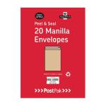 Postpak C4 Peel and Seal Manilla 90gsm 10 Packs of 20 Envelopes 9730466 POF27422