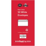 Postpak DL Peel and Seal White 80gsm 50 Envelopes (Pack of 10) 9730878 POF27426