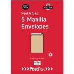 Postpak C5 Peel and Seal Manilla 115gsm 40 Packs of 5 Envelopes 9731326 POF27430