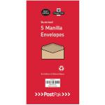 Postpak DL Gummed Manilla 70gsm 5 Packs of 50 Envelopes 9731634 POF27432
