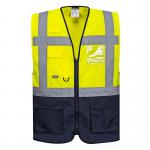 Portwest Warsaw Hi Vis Contrast Executive Vest 3XL YellowNavy (Pack of 10) POW15314