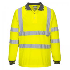 Portwest Hi Vis Polo Shirt LS M Yellow POW18176