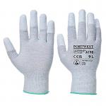 Portwest Anti-Static PU Fingertip Glove 1 Pair Grey Small (Pack of 12) A198GRRS POW19853