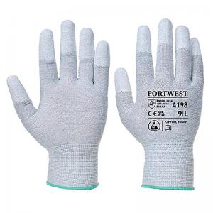 Portwest Anti-Static PU Fingertip Glove 1 Pair Grey XS Pack of 12