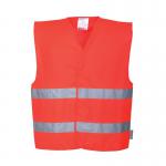 Portwest Hi Vis Two Band Vest LXL Red (Pack of 10) POW21466