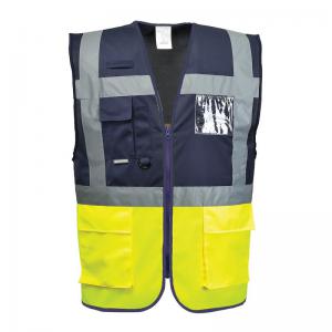 Portwest Paris Hi Vis Contrast Executive Vest S YellowNavy Pack of 10