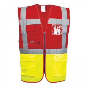 Portwest Paris Hi Vis Contrast Executive Vest S YellowRed Pack of 10