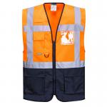 Portwest Warsaw Hi Vis Contrast Executive Vest L OrangeNavy (Pack of 10) POW21502