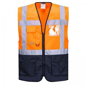 Portwest Warsaw Hi Vis Contrast Executive Vest XL OrangeNavy Pack of