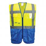 Portwest Warsaw Hi Vis Contrast Executive Vest L YellowRoyal (Pack of 10) POW21508