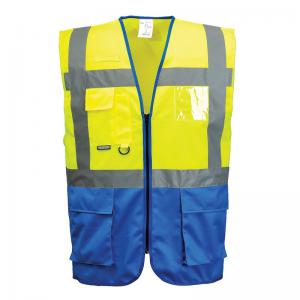 Portwest Warsaw Hi Vis Contrast Executive Vest M YellowRoyal Pack of