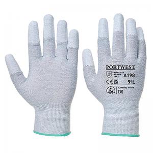 Portwest Anti-Static PU Fingertip Glove 1 Pair Grey 2XS Pack of 12
