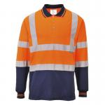 Portwest Hi Vis Contrast Polo Shirt LS L OrangeNavy POW25058