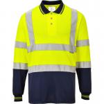 Portwest Hi Vis Contrast Polo Shirt LS L YellowNavy POW25064